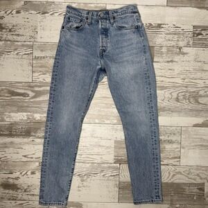 Levis 501 Skinny Jeans Womens W25 L28 Blue Light Wash High Rise Button Fly Denim